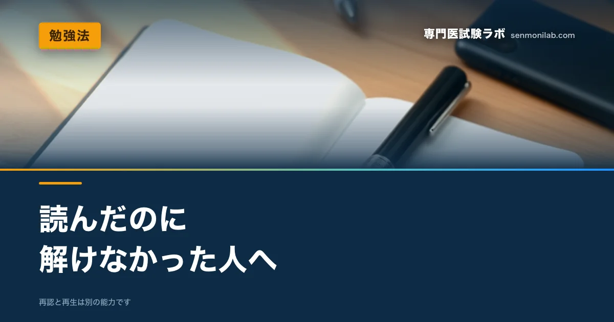 再認と再生は別の能力です。読み返す回数より思い出す回数を増やすほうが、同じ時間で定着します。